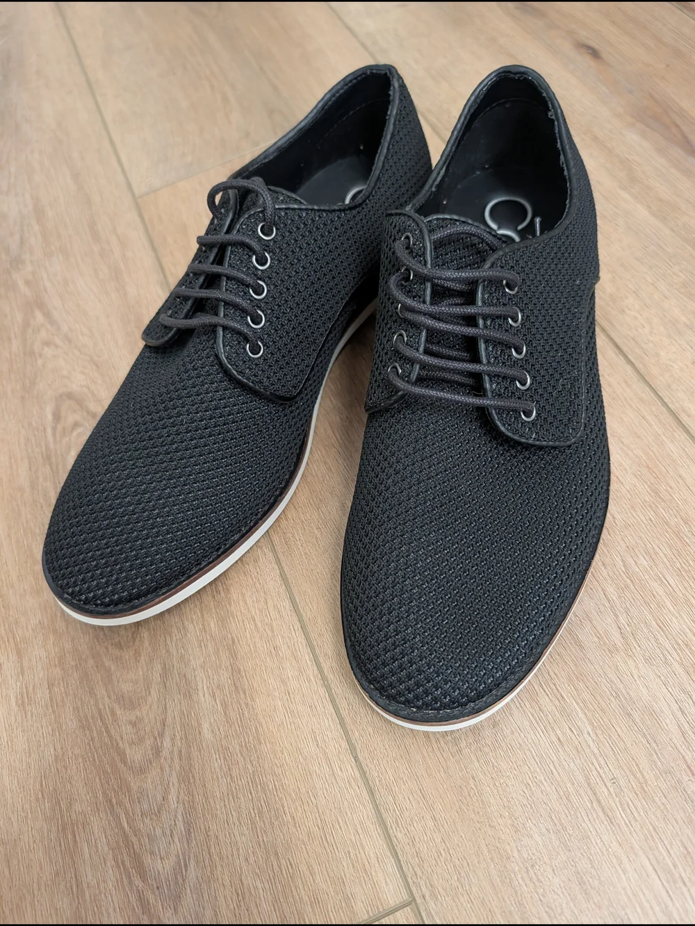 Men's Black Casual Lace-Up Shoes - Lightweight Knit Oxford